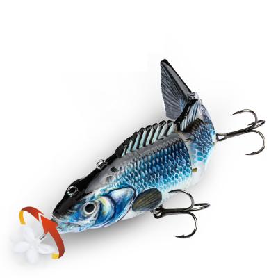 China robot fish lures Swimmi Robotic Wobbler Automatic Electric Lure Bait for 4-Segment Swimbait USB LED Light Rechargeable Electric Fishing Lures-1 for sale