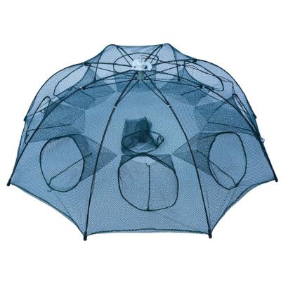 China Fishing Reinforced 4-16 Holes Automatic Shrimp Cage Fishing Net Crab Nylon Foldable Fish Trap Cast Cast Folding Cast Fishing for sale