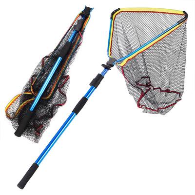 China Aluminum Alloy OEM 200cm/79inch Telescopic Aluminum Fish Landing Net With Telescoping Handle 3 Section Fish Net Extending Pole PESCA for sale