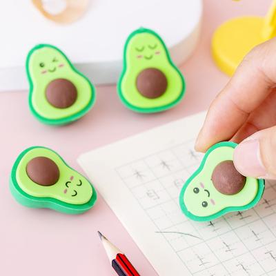 China Hot Selling Eraser 2021 Promotional Avocado Shaped Custom Cute 3D Cartoon Rubber Pencil Eraser For Kids for sale