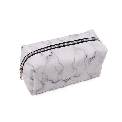 China Travel Durable Marble Leather Toiletry Bag Makeup PU Cosmetic Bag for sale