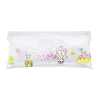 China Cute Cartoon High Quality Transparent Stationery PVC Pencil Case Korean Clear Pocket For School Student for sale