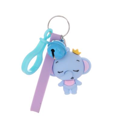 China Promotional Gift Lovely 3D Cartoon Lovely School Bag Handbag Asshole Car Key Pendant Keychains Mini Elephant Animal Shape for sale