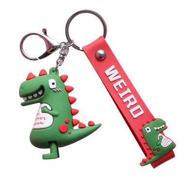 China Promotional 3D Cartoon Soft Rubber Cute Dinosaur Pendant Bag Car Gifts Promotion Gift Kids Key Chain for sale