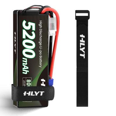 China High Quality Hot Sale High Capacity 80C Lithium Polymer 5200mah RC Car Lipo Rechargeable Battery 7.4V for sale