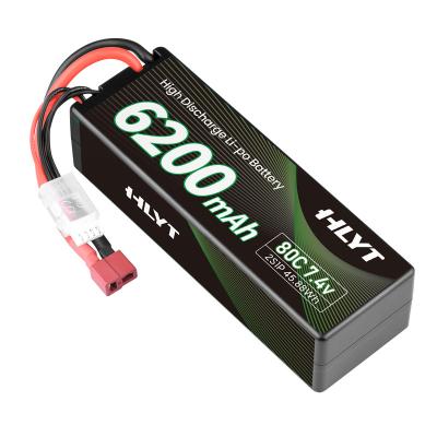 China High Quality Electric Car 6200mah 80C T Case Battery Plug For Lipo Battery 2s 7.4v RC Car Truck Tank Racing Electric Car for sale