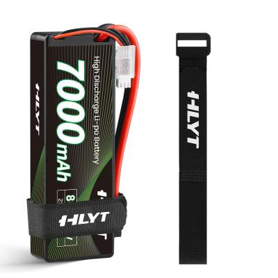 China Professional High Quality HLYT Supplier 7000mAh Lipo Battery 7.4V 2S TRX Plug For High Quality Tank Racing RC Car Batteries for sale