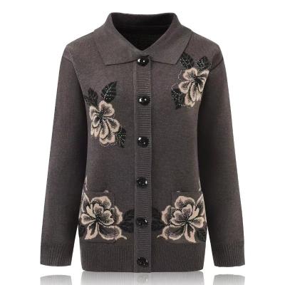 China New Design Anti-wrinkle Printing OEM Normal Sheath Lapel Cardigan Sweater Women Knitted for sale