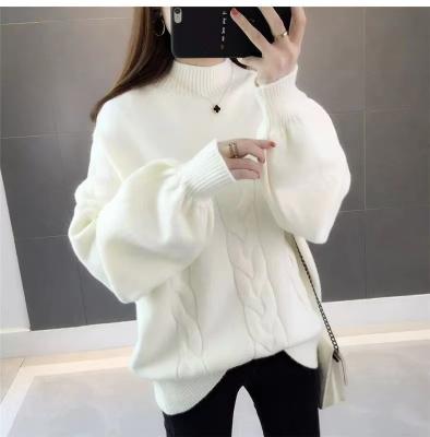 China Anti-wrinkle fashion autumn winter loose long sleeve o neck pullover knit women sweater for sale