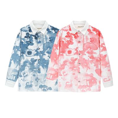 China New Design Floral Flower Oversized Loose Spring Blouse Floral Flower Longsleeve Unisex Shirts Full Printing Casual Streetwear Anti-Pilling Shirts for sale