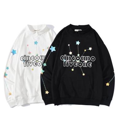 China Custom Pullover Anti-pilling Sweatshirts Star Print Loose Collar Neck Sweatshirts Plus Size Unisex Sweatshirts for sale