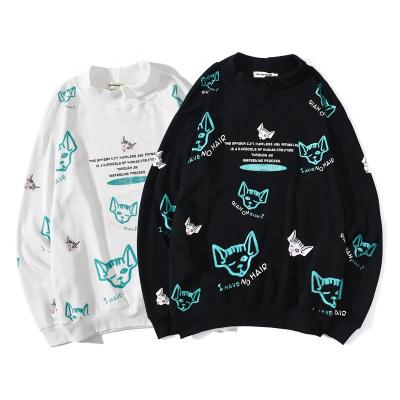 China Anti-wrinkle New Arrival Women's Sweatshirts Kitten Printing Casual Pullover Round Neck Sweatshirts Loose Sweatshirts for sale