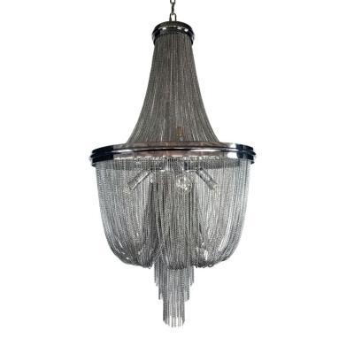 China Hotel Art Deco LED Black Luxury Chain Pendant Lamp Tassel Ceiling Lamp Style Industrial Chrome Aluminum Aluminum Bead Pendant Lamp for sale