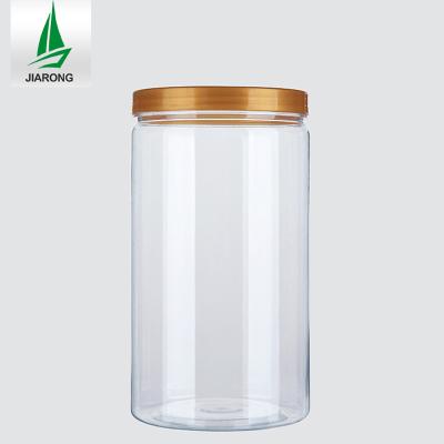 China Cookie Food Grade Tall Round Clear Transparent Candy PET Plastic Storage Jar for sale