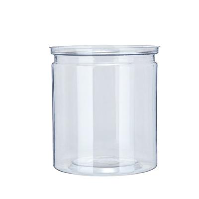 China Widely Used Plastic Food Jar Food Canister Round Easy Open Cans For Packaging Storaging Salads Nuts And Cores for sale