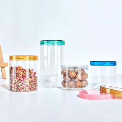 China Factory price PET plastic jar food grade clear plastic jars with screw cap lid to seal canned foods for sale