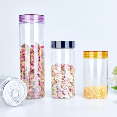 China Plastic Food PET Jars 100% Safe Food Storage Jar 620ML With Screw Cap Lids For Beans Peanut Butter Coffee Powder for sale