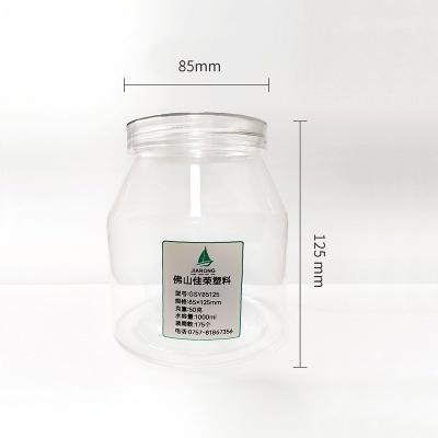 China High Volume 1000ML Food Storage Jars With Screw Lids Milk Plastic Coffee Jars PET Jars For Sealing Foods for sale