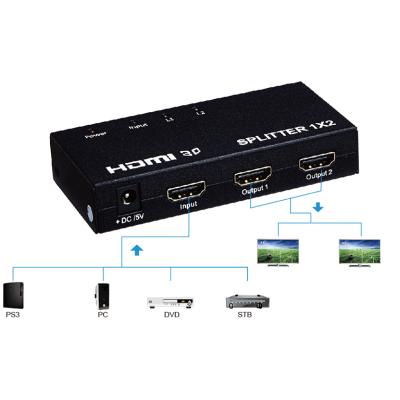 China Metal Housing 1.4b Quality Version 1 Input 2 Output HDMI Splitter HDMI Audio Video Splitter 1x2 With 3D for sale