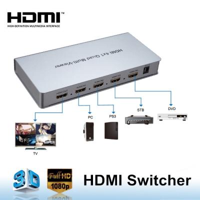 China Seamless Switching 4x1 HDMI Switcher, HDMI Quad Screen Multiviewer Support Multiplexed 4 Input And 1 Output for sale