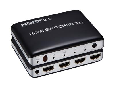 China 4K/60Hz Port 3 HDMI Switcher Supports 3D 3x1 HDMI Switcher Splitter Seamless Box V2.0 HDSW3-V2.0 for sale