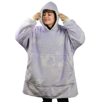 China OEM ODM Super Soft Plush Large Anti-pilling Wearable Oversized Anti-pilling Hoodie Blanket With Sleeves for sale