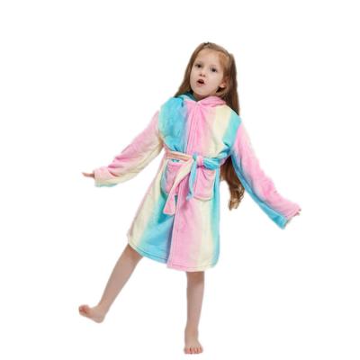 China Unicorn Bathrobe Girls Loose Cute Hooded Kids Flannel Gift Design Hot-selling QUICK DRY Sleepwear for sale