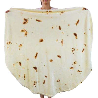 China Mexican Burrito Fleece Flannel Blanket 280GSM Printed Portable Blanket Soft Custom Portable Pizza for sale