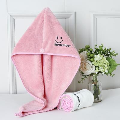 China Superb Embroidery Coral Velvet Soak Up Water Microfiber Dry Hair Cap Wrap Towel Quick Dry Hair Cap Microfiber Shower Cap for sale