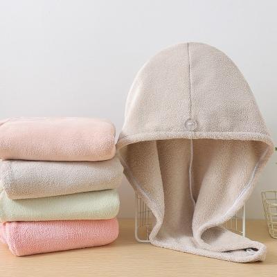 China Super Viable Embroidery Coral Velvet Absorb Water Microfiber Dry Hair Cap Wrap Towel Quick Dry Hair Cap Microfiber Shower Cap for sale