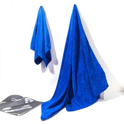 China Sustainable Blue Microfiber Cleaning Cloth Polyester Brocade Car Wash Cloth Microfiber Cleaning Towel for sale