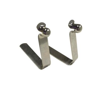 China Apartment ; Sheet ; High Quality Single Button Stainless Metal Plate V Shape Steel Tube Spring Clip for sale