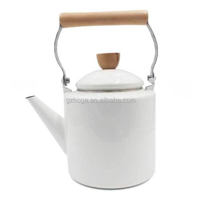 China Sale 2L vintage enamel coffee kettle water kettle wirh viable wooden handle thermal insulation elegant home life for sale