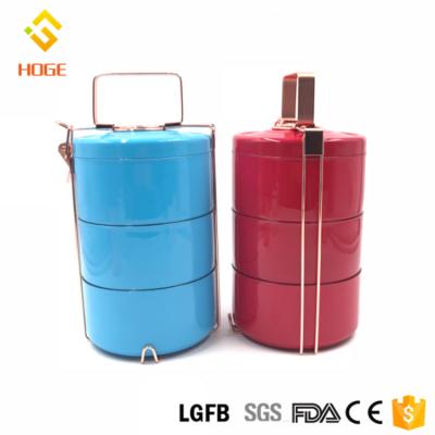 China Newest New Arrival Sustainable Vintage 3 Tiers Double Wall Stainless Steel Lunch Box for sale