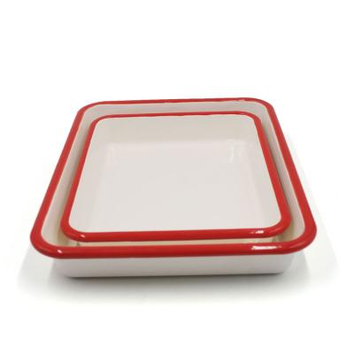 China Durable Enamel Utensils Large Roasting Pan - Logo and Color Can Be Customized Enamel Tray for sale