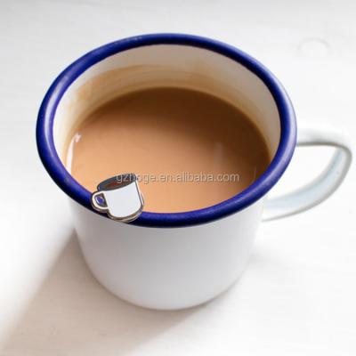 China Sustainable Enamel Mug With Stainless Steel Rim , Enamel Coffee Mug Camping Mug for sale