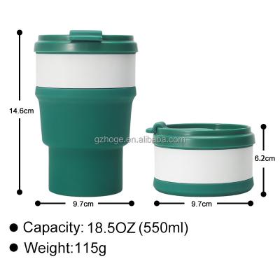 China Sustainable Coffee Mug With Lid Collapsible Silicone Travel Mug Pocket Leak Make Odorless, Dishwasher Safe BPA Free Silicone Resistant for sale