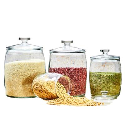 China 2L 4L 8L 10L Food Container Jar Food Grade Glass Storage Viable Lead Free Clear Airtight Glass Bottle for sale