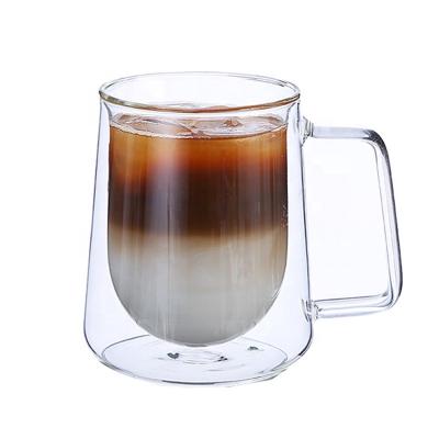 China 300ML Borosilicate Glass Coffee Mug Double Layers Wall Insulated Milk Glass Coffee Mug, Cocktail Mugs For Gift, Creative Breakfast Good Morning Mug for sale