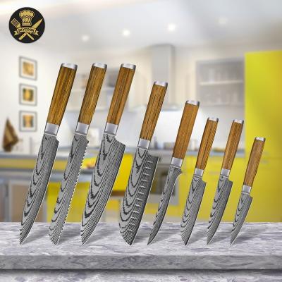 China SkyCook Disposable Eco-Friendly Steel Damascus Steel Knife Set Original Damascus Chef Knife Set Kitchen Chef Knife Set for sale