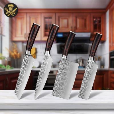 China Hammer Pattern Kitchen Damaskus Knife Set Disposable Knife Set Wholesale Damascus Knife Set for sale