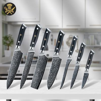 China Amazon Product Disposable Damascus Kitchen Knife Set With Fiber G10 Handle for sale