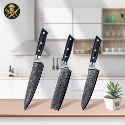 China Morden Handle Damascus Luxury Disposable Wooden Kitchen Knife Set vg10 Knife Set for sale