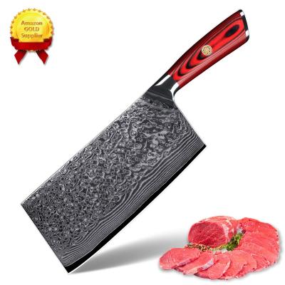 China Amazon New Product Disposable Damascus Chinese Chef's Knives Cleaver Knife With Handle Red Group Of Ten for sale