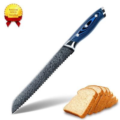 China SkyCook Damascus Bread Knife Stocks Disposable Kitchen Knife Set With vg10 Damascus Block Knife for sale