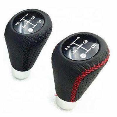 China Universal Manual Car Gear Clutch Shift Lever Knob Cover Black Leather and Red Gear Shift Knob 5 for sale