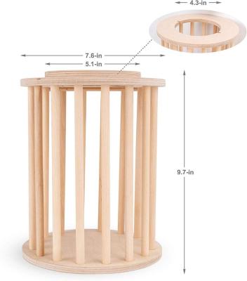 China Wooden Hay Feeder Cylindrical Stand Feeding Director with Cover for Guinea Pig Rabbit Chinchilla Rabbit for sale