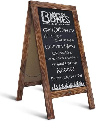 China Europe Torched Wooden A-Frame Chalkboard Sign /Sturdy Sandwich Board /Sidewalk Chalkboard for sale