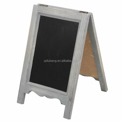 China Drawing and Writing 15 Inch Mini Tabletop Wooden A-Frame Double Sided Slate Chalkboard Sign Easel for sale