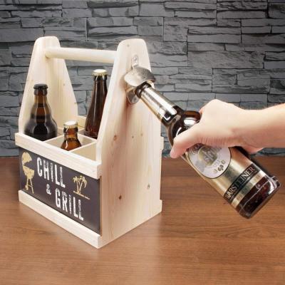 China Stronger Beer Carry Crate 6 Slots Best Quality Sustainable Rustic Brown Wood Finish Vintage for sale